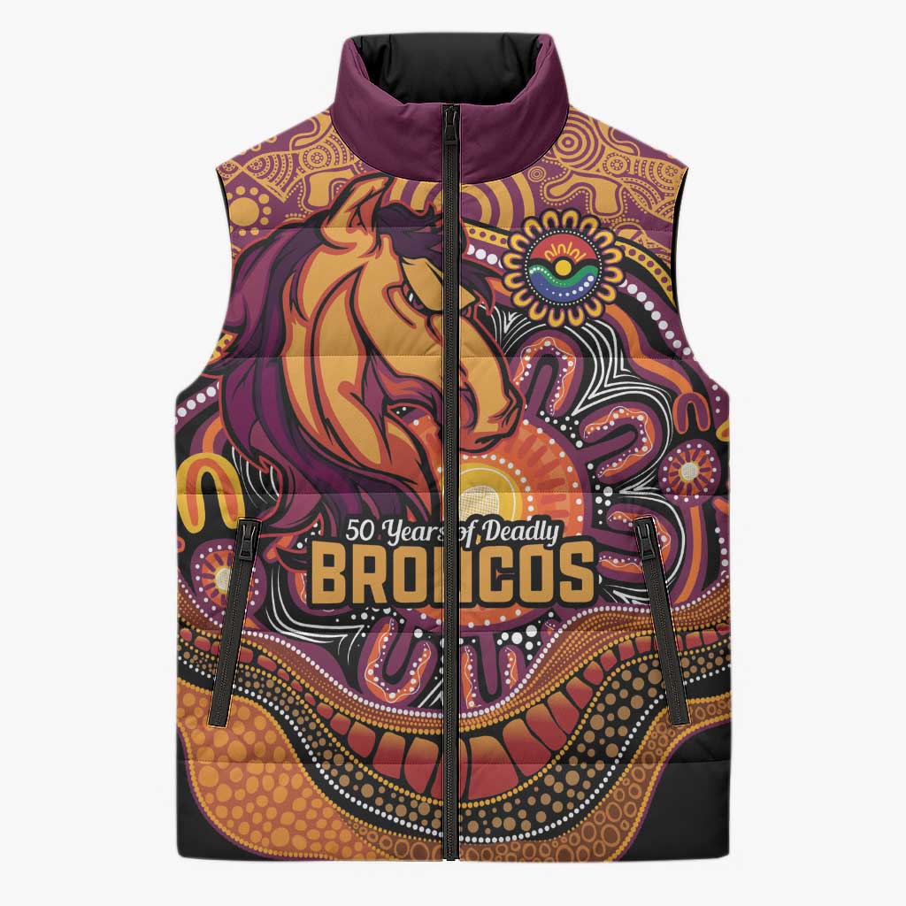 Custom Broncos Honouring First Nations Sleeveless Puffer Jacket NAIDOC 2026 Deadly 50 Years