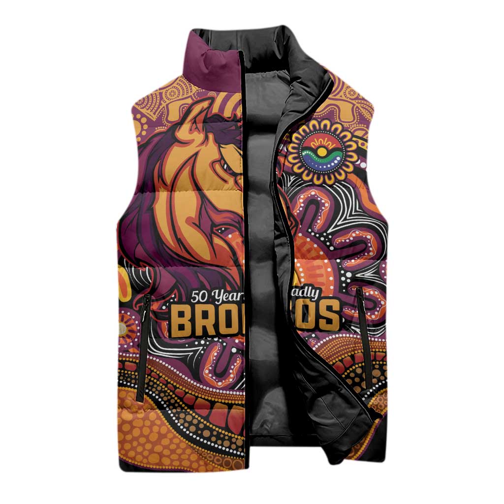 Custom Broncos Honouring First Nations Sleeveless Puffer Jacket NAIDOC 2026 Deadly 50 Years