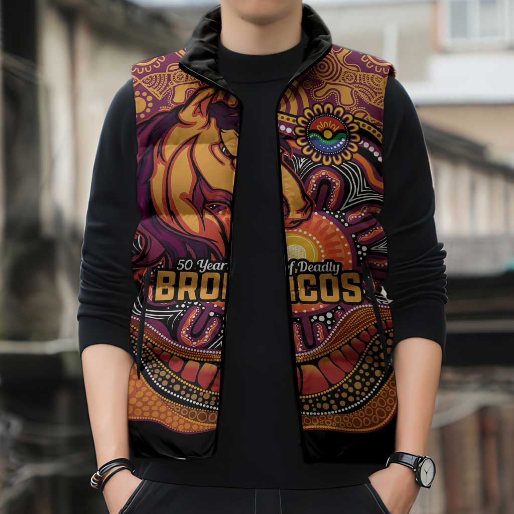 Custom Broncos Honouring First Nations Sleeveless Puffer Jacket NAIDOC 2026 Deadly 50 Years