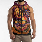 Custom Broncos Honouring First Nations Sleeveless Zip Hoodie NAIDOC 2026 Deadly 50 Years