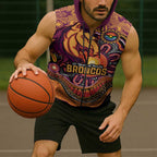 Custom Broncos Honouring First Nations Sleeveless Zip Hoodie NAIDOC 2026 Deadly 50 Years