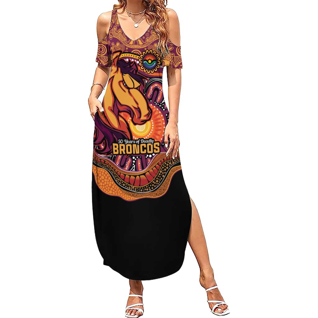Custom Broncos Honouring First Nations Summer Maxi Dress NAIDOC 2026 Deadly 50 Years