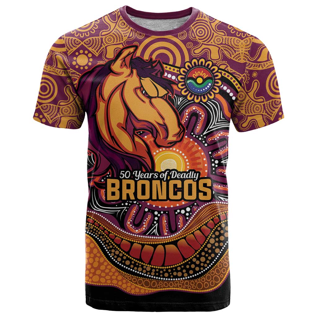 Custom Broncos Honouring First Nations T Shirt NAIDOC 2026 Deadly 50 Years