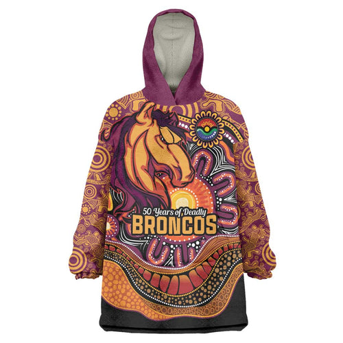 Custom Broncos Honouring First Nations Wearable Blanket Hoodie NAIDOC 2026 Deadly 50 Years