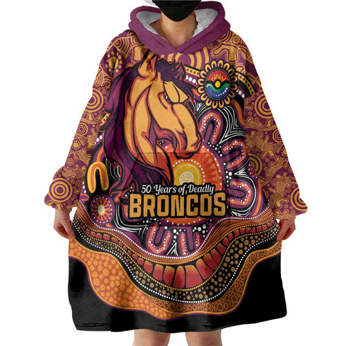 Custom Broncos Honouring First Nations Wearable Blanket Hoodie NAIDOC 2026 Deadly 50 Years