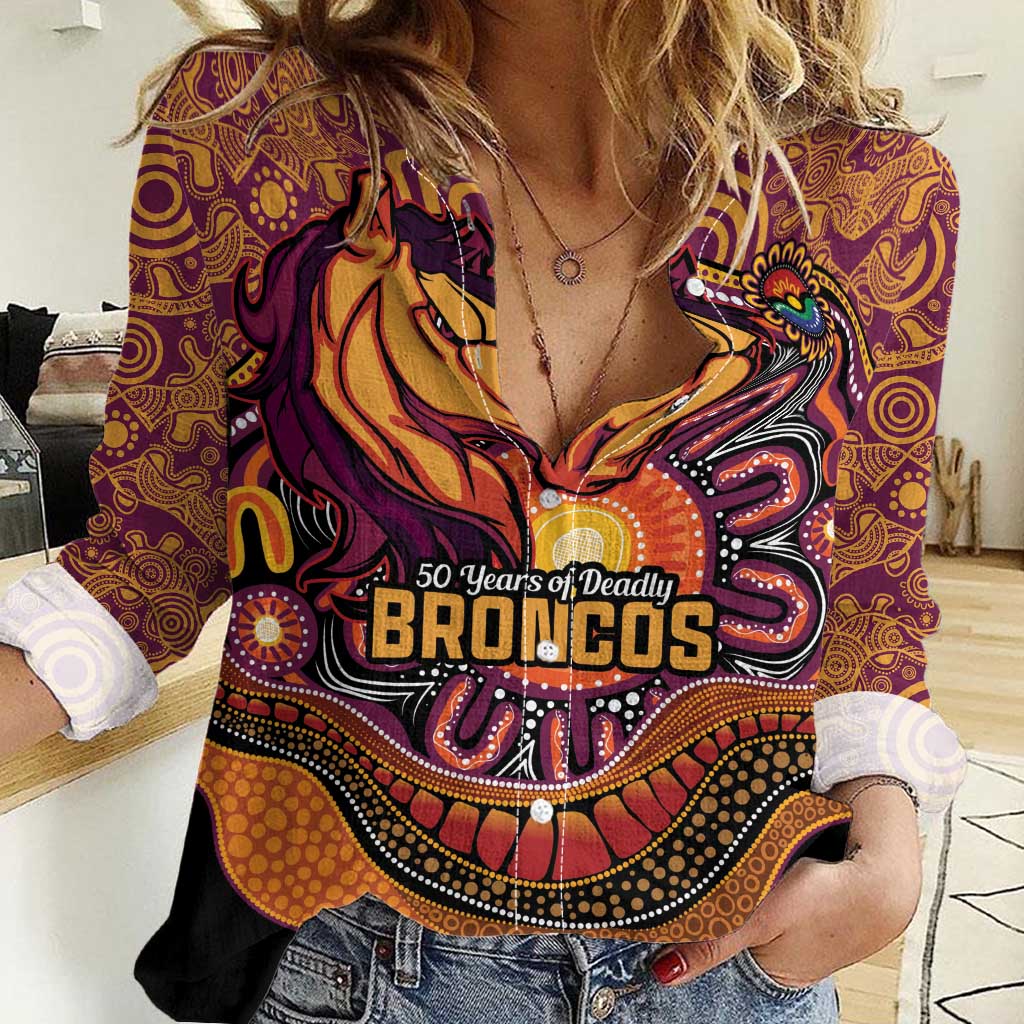 Custom Broncos Honouring First Nations Women Casual Shirt NAIDOC 2026 Deadly 50 Years