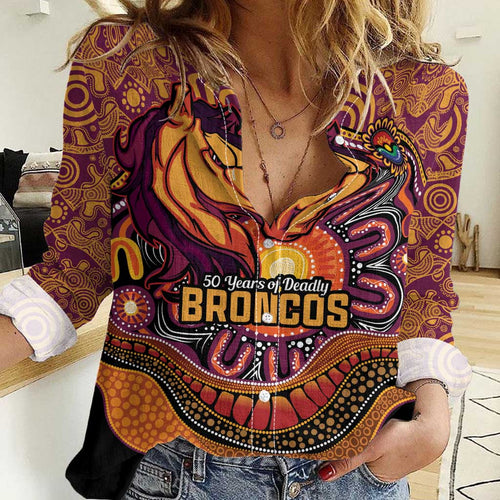 Custom Broncos Honouring First Nations Women Casual Shirt NAIDOC 2026 Deadly 50 Years