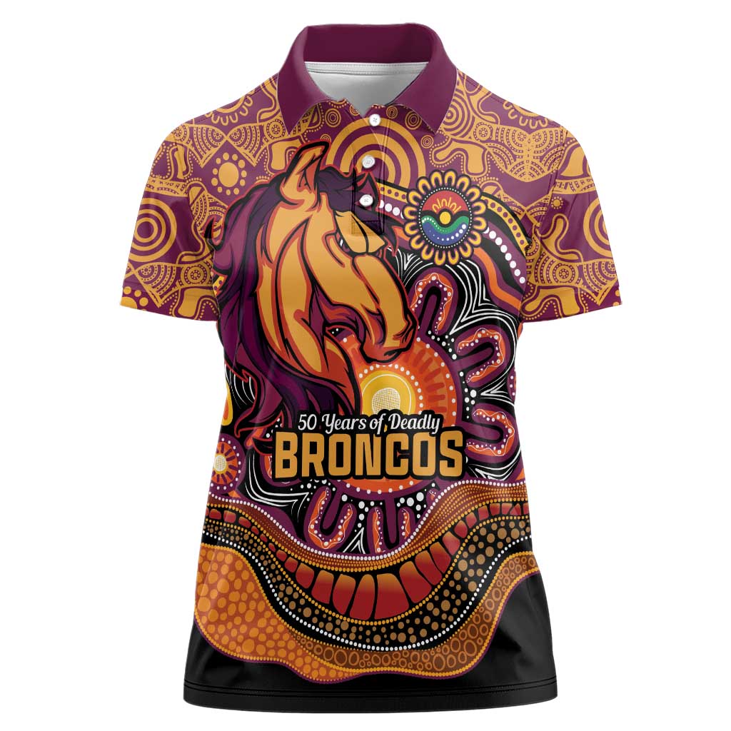Custom Broncos Honouring First Nations Women Polo Shirt NAIDOC 2026 Deadly 50 Years