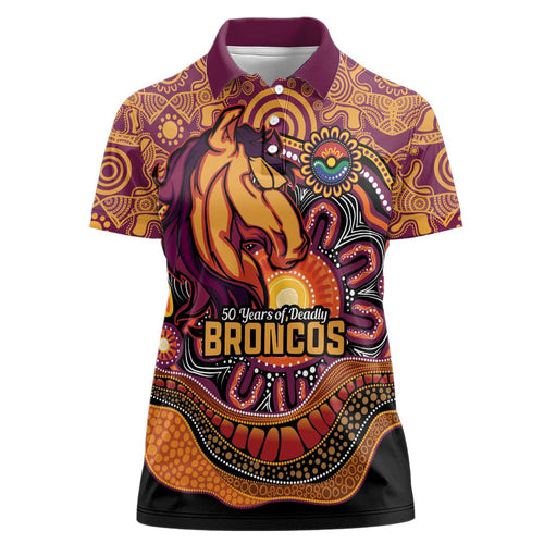 Custom Broncos Honouring First Nations Women Polo Shirt NAIDOC 2026 Deadly 50 Years
