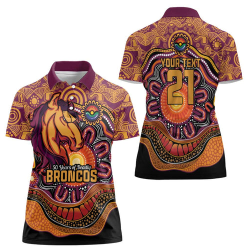 Custom Broncos Honouring First Nations Women Polo Shirt NAIDOC 2026 Deadly 50 Years