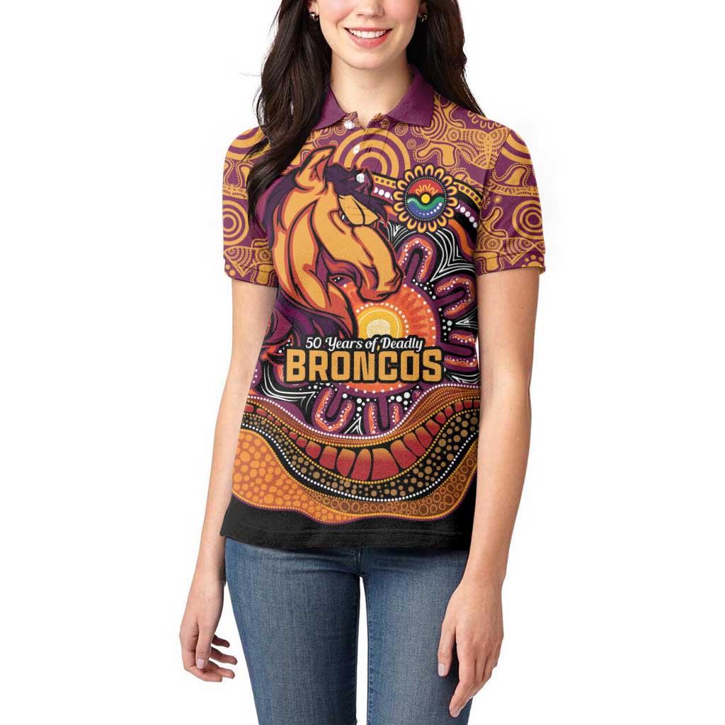 Custom Broncos Honouring First Nations Women Polo Shirt NAIDOC 2026 Deadly 50 Years