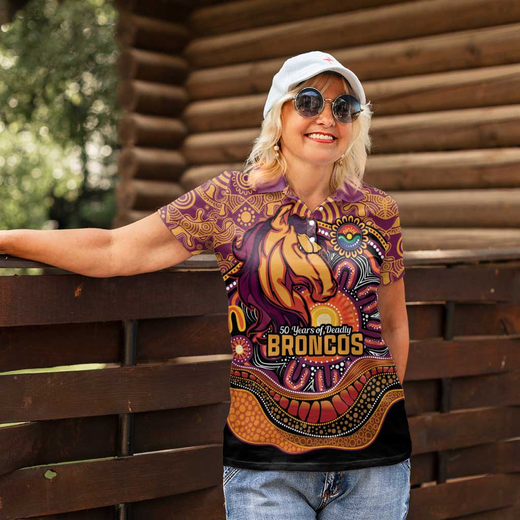 Custom Broncos Honouring First Nations Women Polo Shirt NAIDOC 2026 Deadly 50 Years