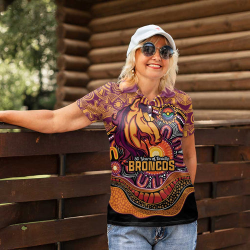 Custom Broncos Honouring First Nations Women Polo Shirt NAIDOC 2026 Deadly 50 Years