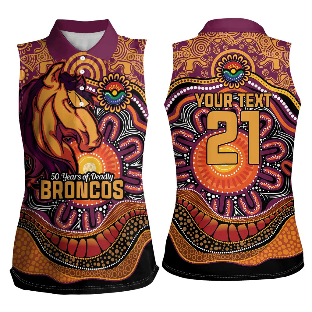 Custom Broncos Honouring First Nations Women Sleeveless Polo Shirt NAIDOC 2026 Deadly 50 Years