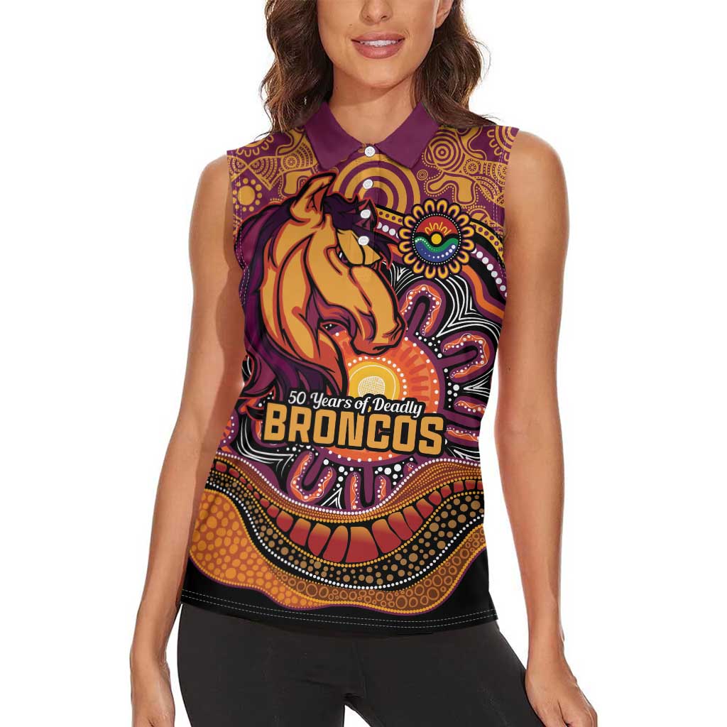 Custom Broncos Honouring First Nations Women Sleeveless Polo Shirt NAIDOC 2026 Deadly 50 Years