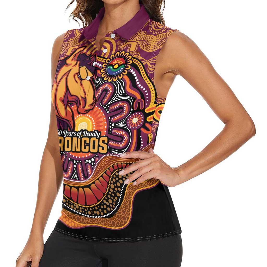 Custom Broncos Honouring First Nations Women Sleeveless Polo Shirt NAIDOC 2026 Deadly 50 Years