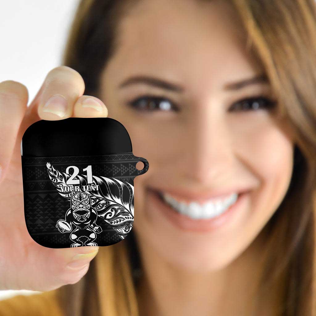New Zealand Rugby Warrior Custom AirPods Case Black Fern Taniko Motif - Aussie Hoodie