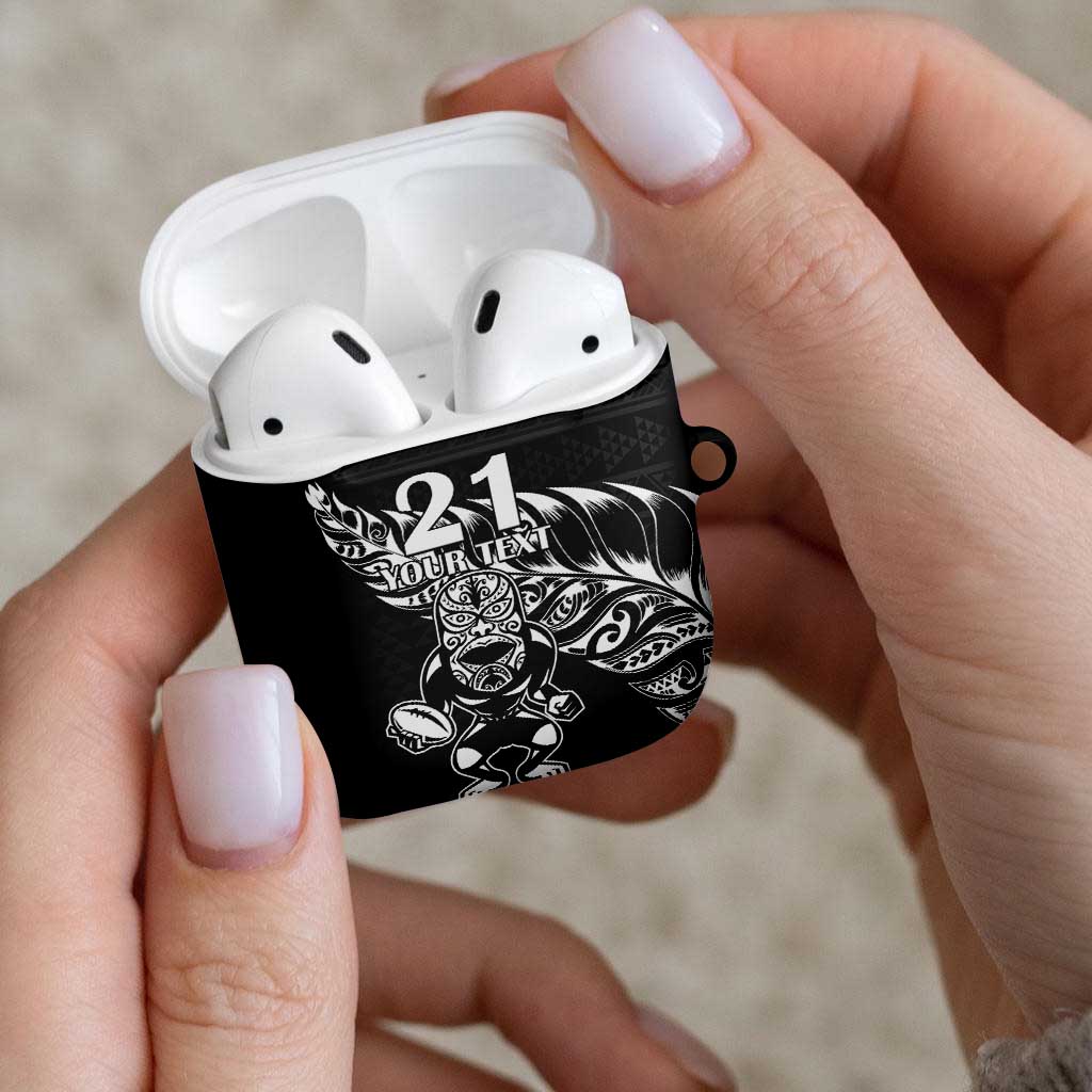 New Zealand Rugby Warrior Custom AirPods Case Black Fern Taniko Motif - Aussie Hoodie