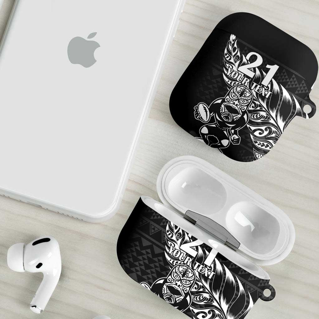 New Zealand Rugby Warrior Custom AirPods Case Black Fern Taniko Motif - Aussie Hoodie