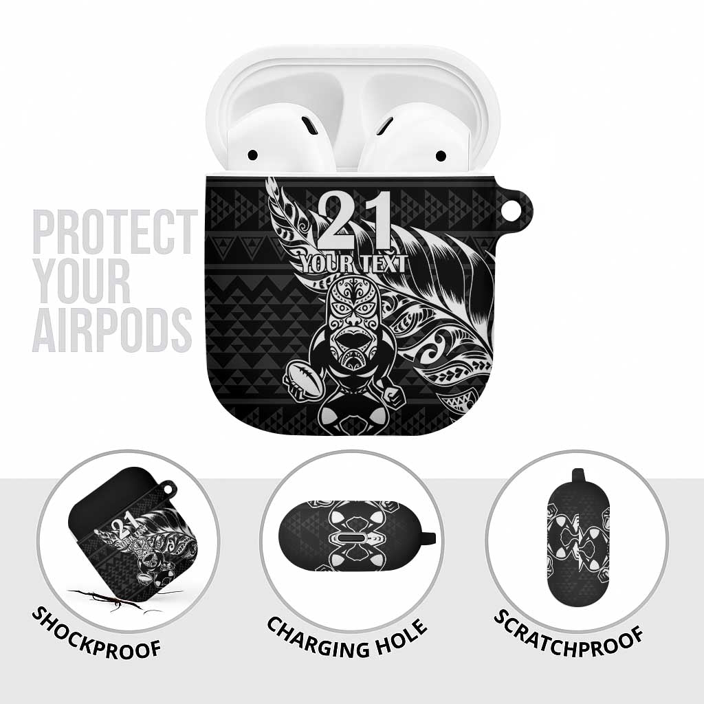 New Zealand Rugby Warrior Custom AirPods Case Black Fern Taniko Motif - Aussie Hoodie