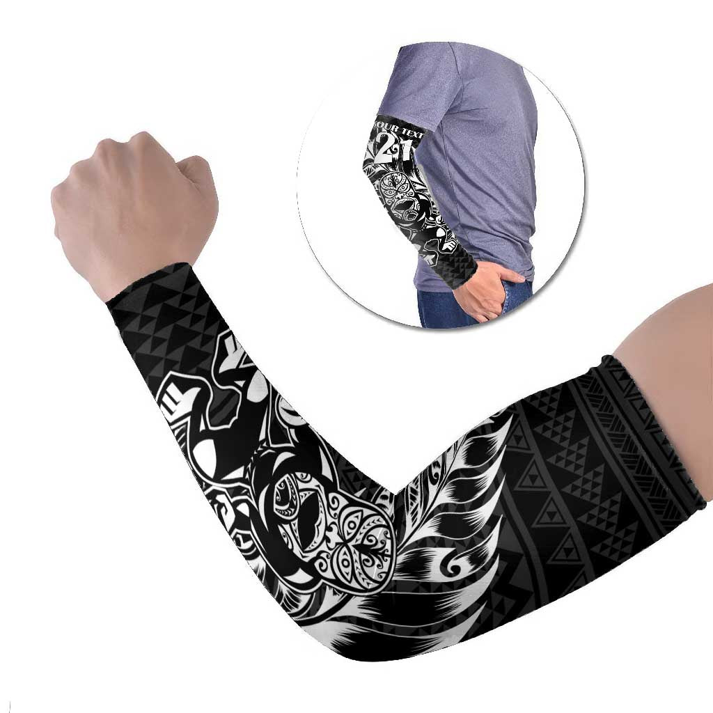 New Zealand Rugby Warrior Custom Arm Sleeves Black Fern Taniko Motif - Aussie Hoodie