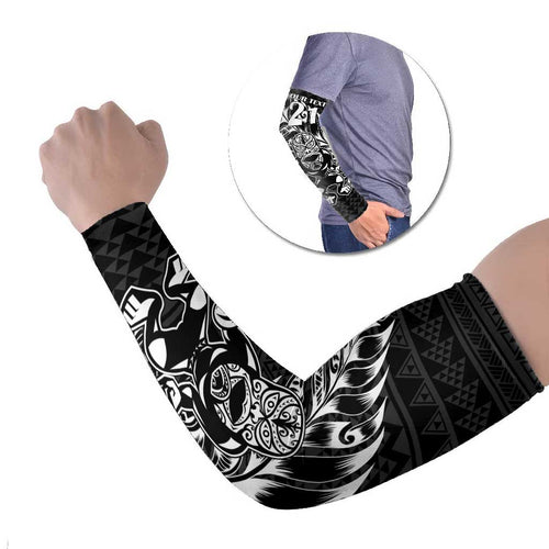 New Zealand Rugby Warrior Custom Arm Sleeves Black Fern Taniko Motif - Aussie Hoodie