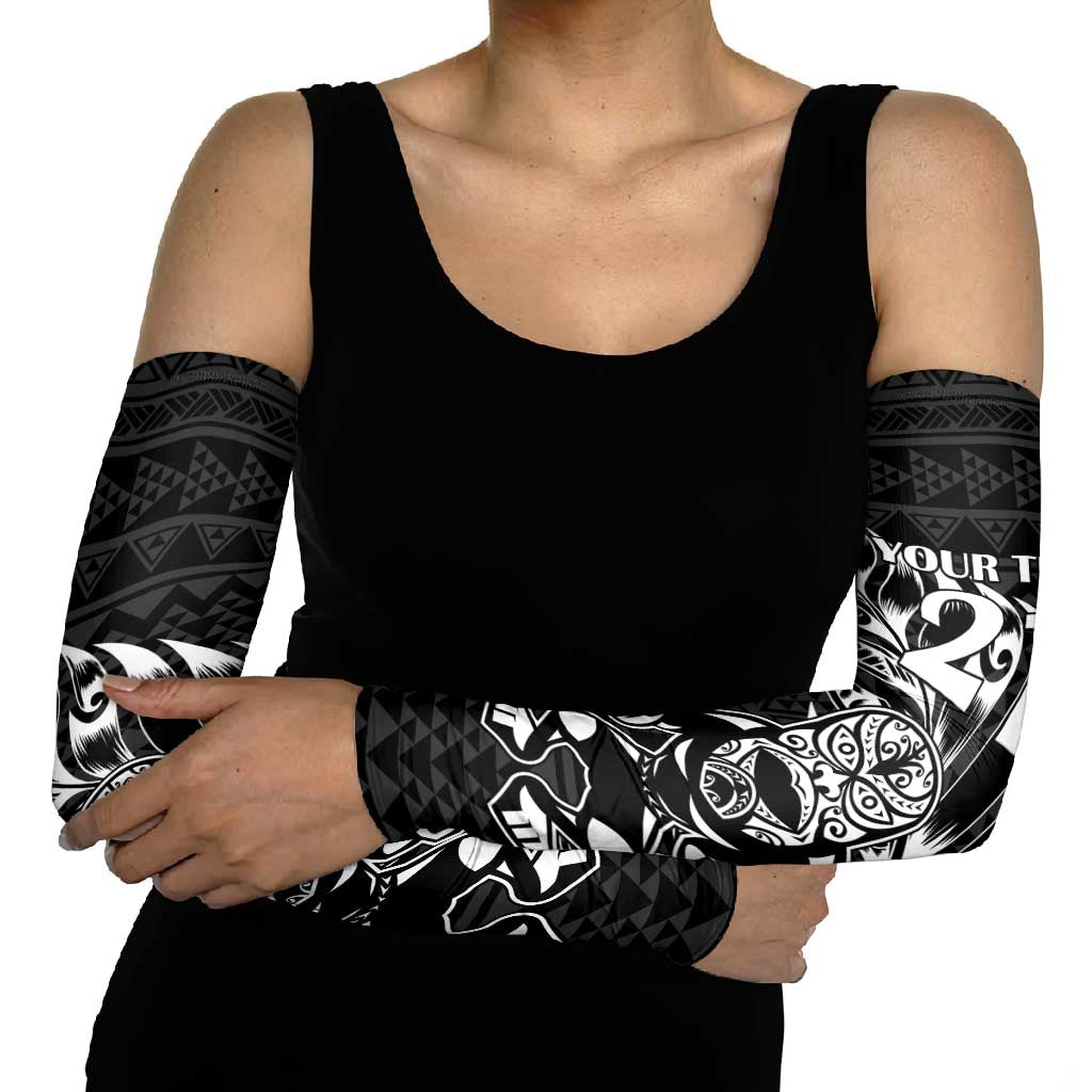 New Zealand Rugby Warrior Custom Arm Sleeves Black Fern Taniko Motif - Aussie Hoodie