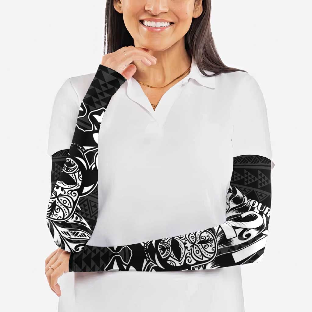 New Zealand Rugby Warrior Custom Arm Sleeves Black Fern Taniko Motif - Aussie Hoodie