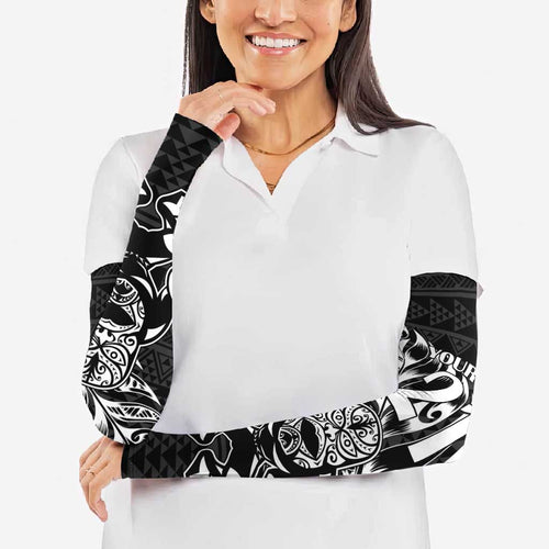 New Zealand Rugby Warrior Custom Arm Sleeves Black Fern Taniko Motif - Aussie Hoodie