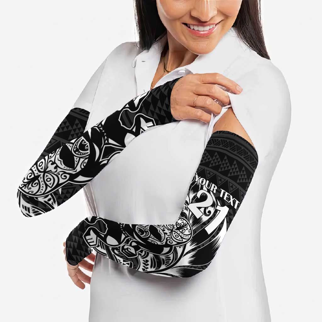 New Zealand Rugby Warrior Custom Arm Sleeves Black Fern Taniko Motif - Aussie Hoodie