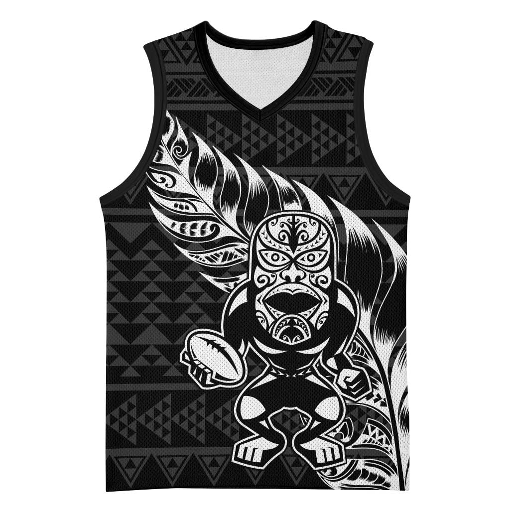 New Zealand Rugby Warrior Custom Basketball Jersey Black Fern Taniko Motif - Aussie Hoodie