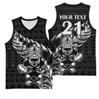 New Zealand Rugby Warrior Custom Basketball Jersey Black Fern Taniko Motif - Aussie Hoodie
