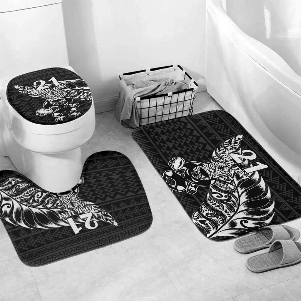 New Zealand Rugby Warrior Custom Bathroom Set Black Fern Taniko Motif - Aussie Hoodie