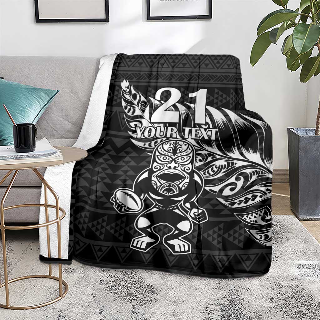 New Zealand Rugby Warrior Custom Blanket Black Fern Taniko Motif