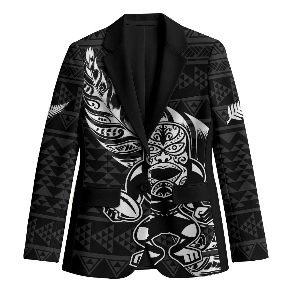 New Zealand Rugby Warrior Custom Blazer Black Fern Taniko Motif - Aussie Hoodie