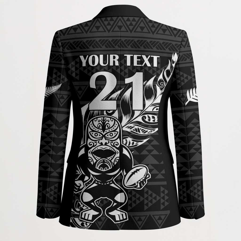 New Zealand Rugby Warrior Custom Blazer Black Fern Taniko Motif - Aussie Hoodie