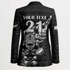New Zealand Rugby Warrior Custom Blazer Black Fern Taniko Motif - Aussie Hoodie