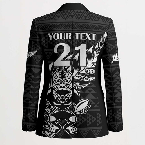 New Zealand Rugby Warrior Custom Blazer Black Fern Taniko Motif - Aussie Hoodie
