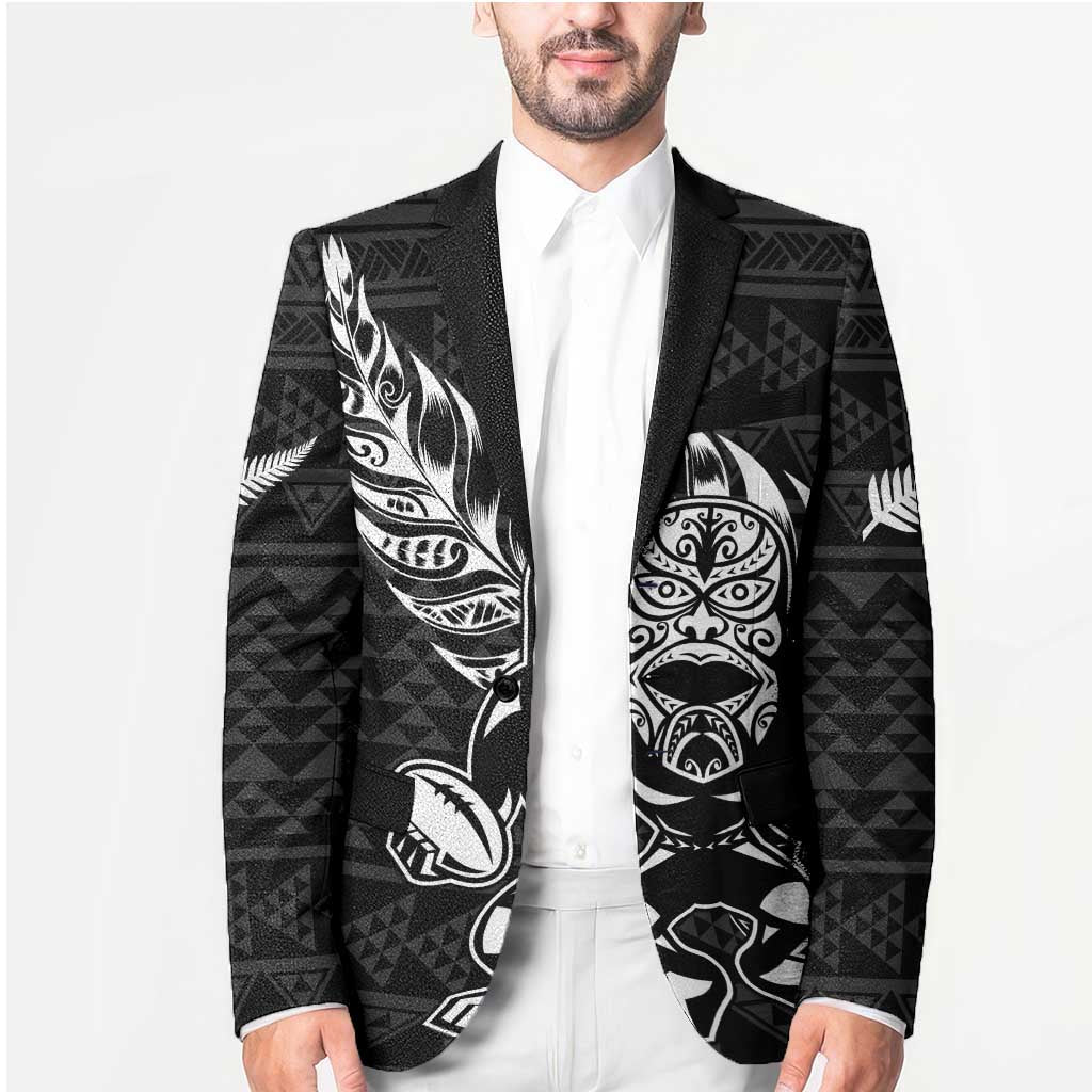 New Zealand Rugby Warrior Custom Blazer Black Fern Taniko Motif - Aussie Hoodie