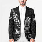 New Zealand Rugby Warrior Custom Blazer Black Fern Taniko Motif - Aussie Hoodie