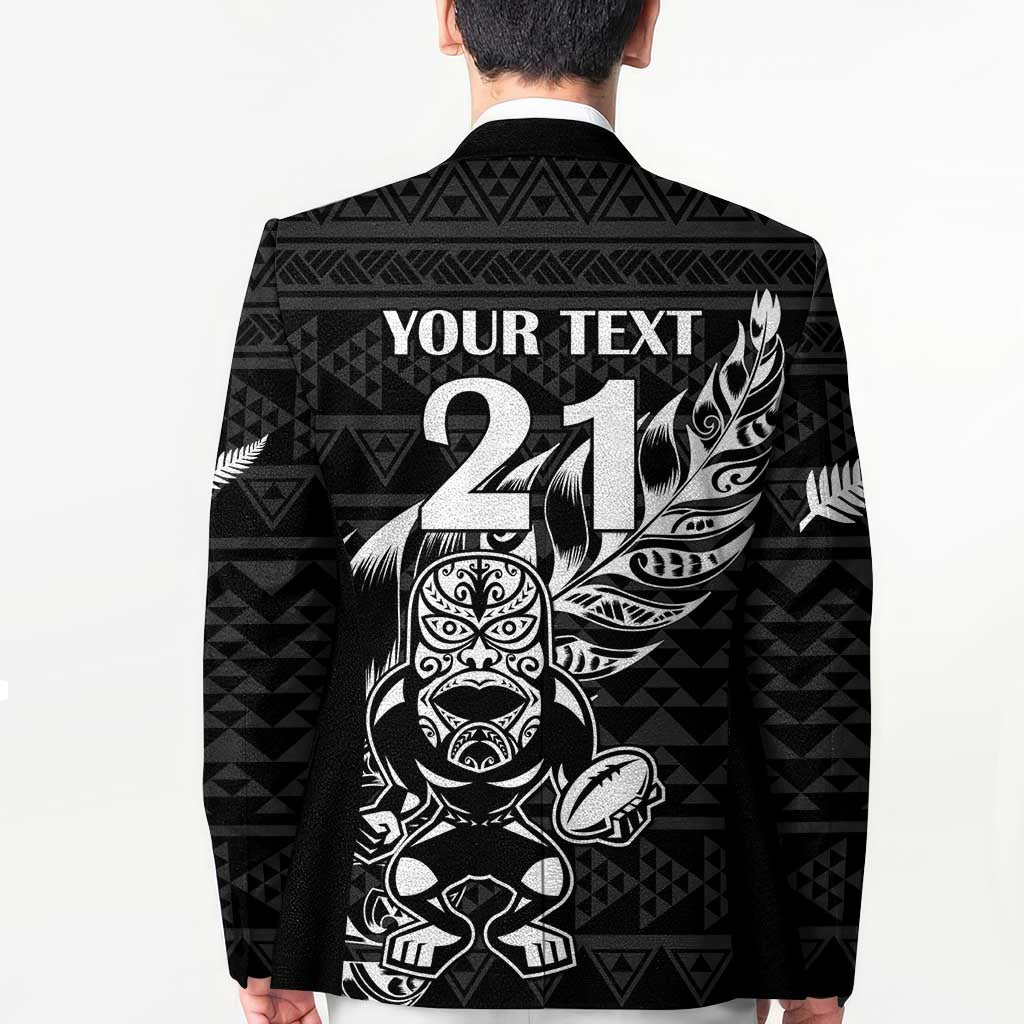 New Zealand Rugby Warrior Custom Blazer Black Fern Taniko Motif - Aussie Hoodie
