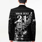New Zealand Rugby Warrior Custom Blazer Black Fern Taniko Motif - Aussie Hoodie