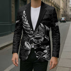 New Zealand Rugby Warrior Custom Blazer Black Fern Taniko Motif - Aussie Hoodie