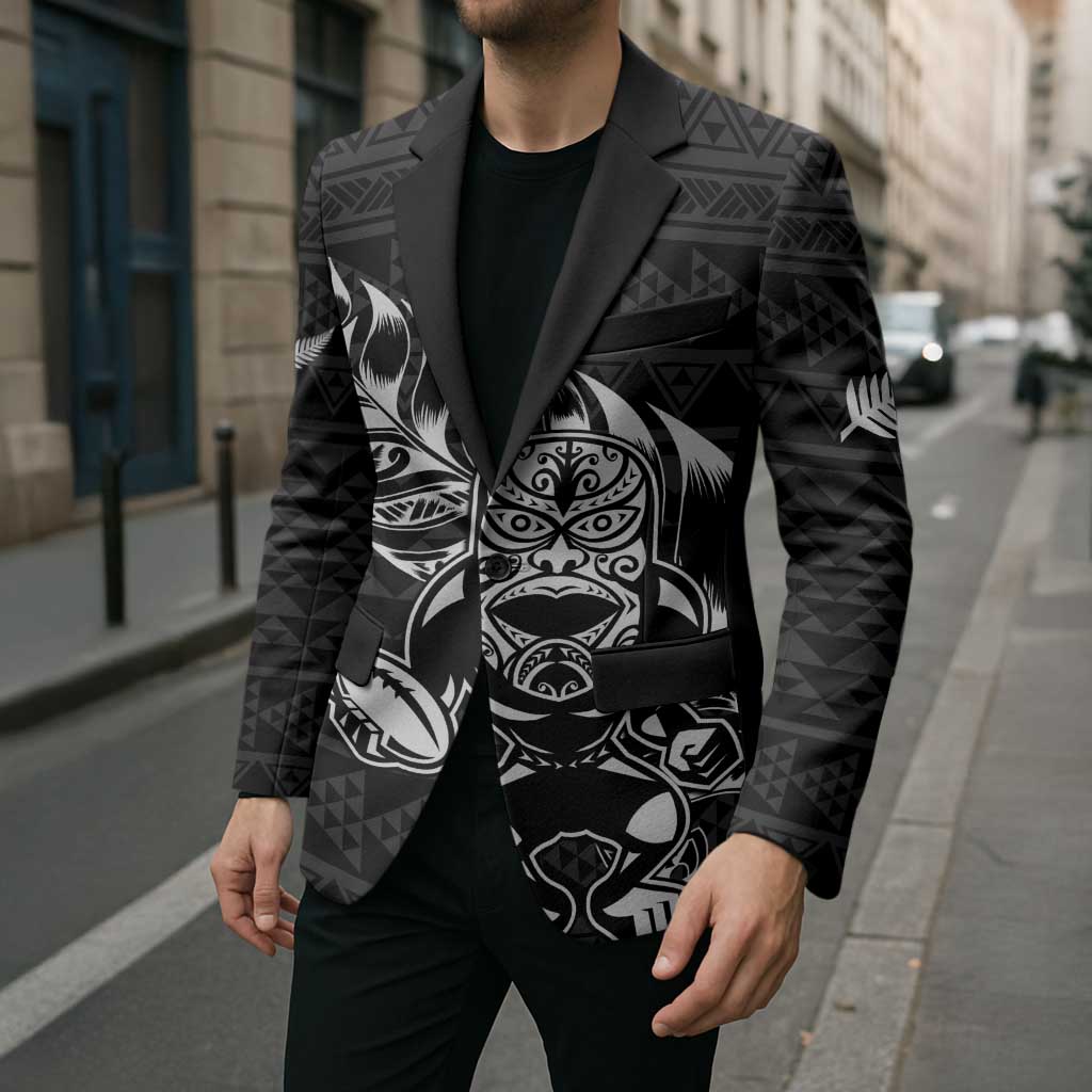New Zealand Rugby Warrior Custom Blazer Black Fern Taniko Motif - Aussie Hoodie