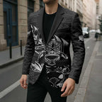New Zealand Rugby Warrior Custom Blazer Black Fern Taniko Motif - Aussie Hoodie