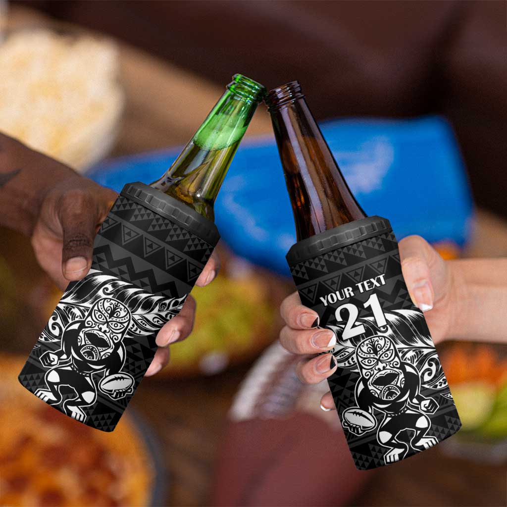 New Zealand Rugby Warrior Custom 4 in 1 Can Cooler Tumbler Black Fern Taniko Motif
