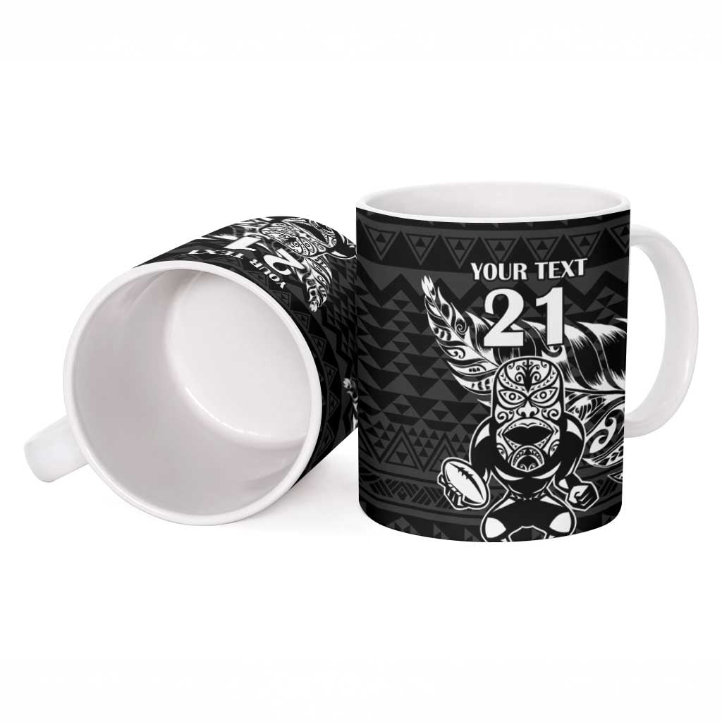 New Zealand Rugby Warrior Custom Ceramic Mug Black Fern Taniko Motif - Aussie Hoodie