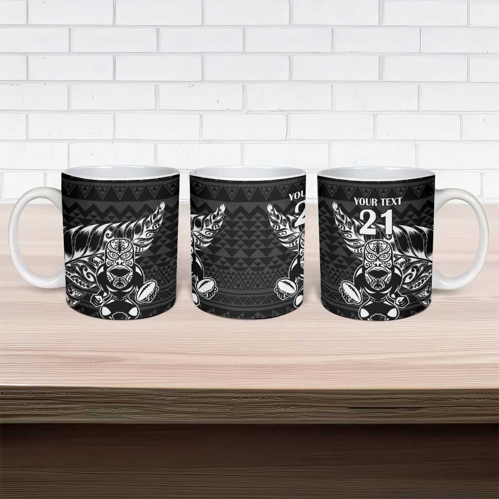 New Zealand Rugby Warrior Custom Ceramic Mug Black Fern Taniko Motif - Aussie Hoodie