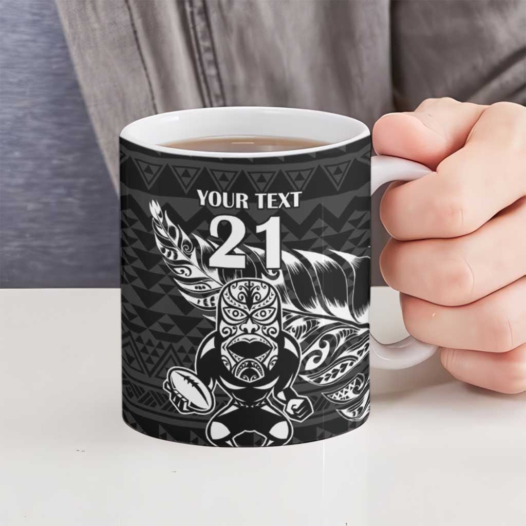 New Zealand Rugby Warrior Custom Ceramic Mug Black Fern Taniko Motif - Aussie Hoodie
