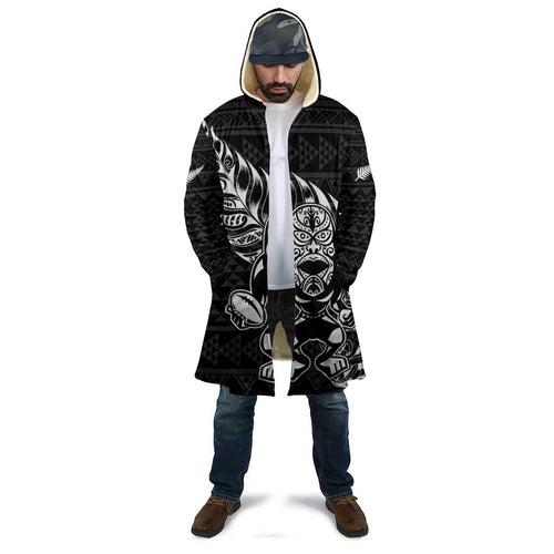 New Zealand Rugby Warrior Custom Cloak Black Fern Taniko Motif - Aussie Hoodie